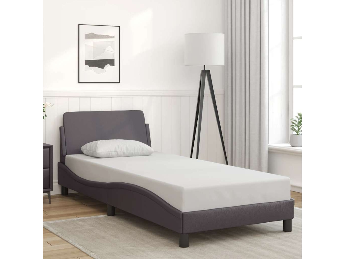 Vidaxl Estrutura de Cama Dover Couro Artificial 80x200 Cm Cinzento