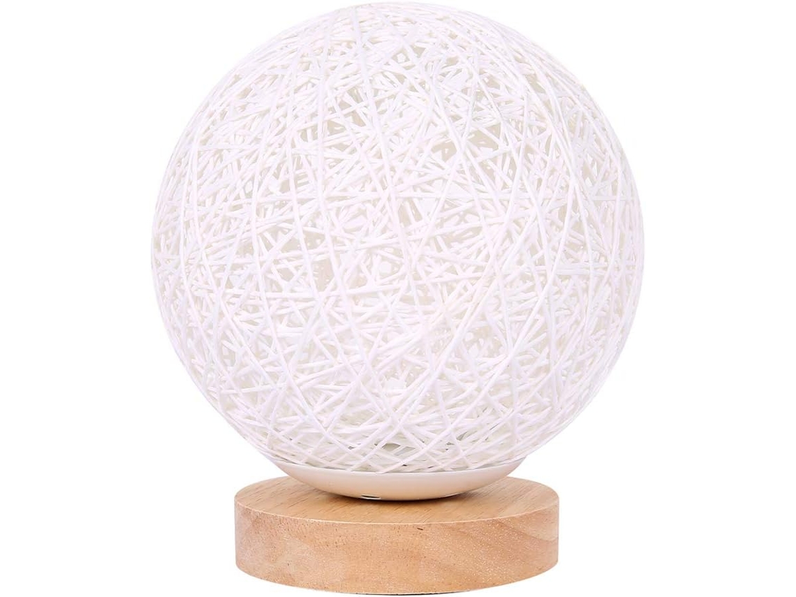 Abajur De Cabeceira Em Rattan, Luminária De Ambiente Para Quarto, Led Night Light Recarregável Via USB, Luminária De