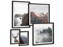 Galeria De Pinturas Murais Plantas Tropicais, Senhora Das Plantas Moldura Preta Quadros Para O Escritório Espelharte (conjunto De 5 Imagens)