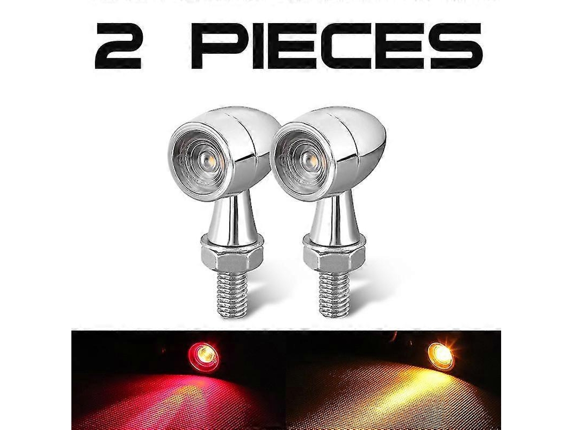 Rebe luces de Sinalização Led Moto Cromada 12v Indicadores Piscantes Drl Freio para Honda Suzuki Kawasaki 2 Peças Vermelho Amarelo