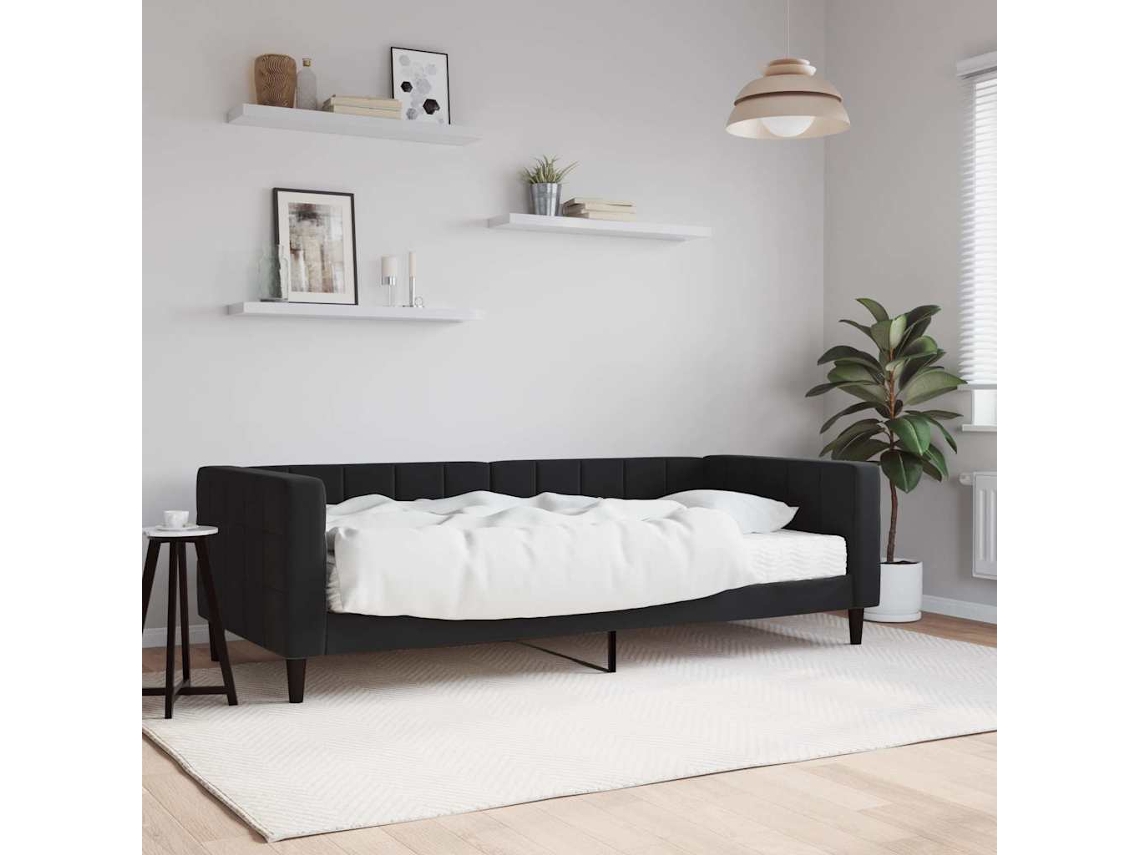 Vidaxl Sofá-cama Com Colchão 90x190 Cm Veludo Preto