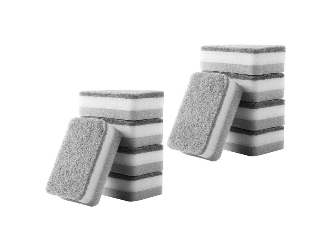 10 esponjas de limpeza laváveis para cozinha, banheiro, pratos, panelas, frigideiras, cinza