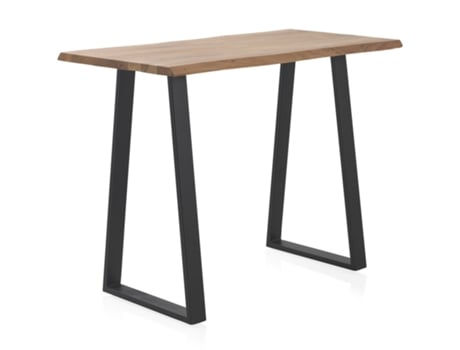 Mesa de Bar 130X70 Madeira Maciça de Acácia 25 Mm de Espessura com Pernas de Metal Preto
