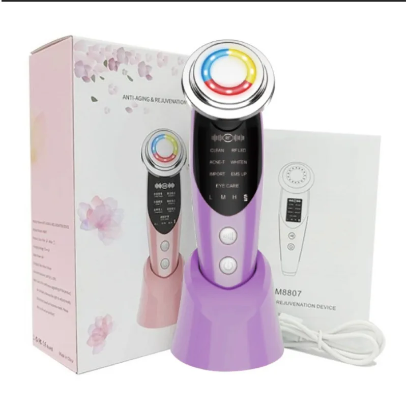 Massageador facial portátil com microcorrente (roxo)