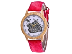Reloj De Pareja Vintage Con Patrón De Abeja Acero Quartzo Canvas Rojo Zhoulianfa