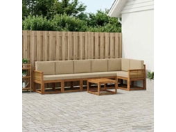 Vidaxl Conjunto De Sofás Para Exterior 7 Pcs Natural E Bege Poliéster