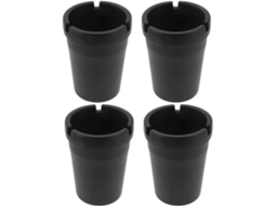 Conjunto De 4 Cinzeiros Compactos Popetpop Em Plástico Preto Para Carro, Com Design Versátil E Moderno