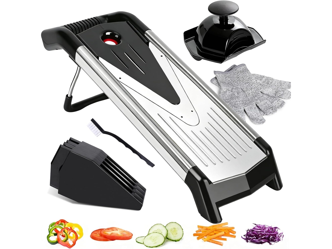 Mandolina De Cozinha Em Aço Inoxidável Com Lâmina V Para Cortar E Fatiar Legumes