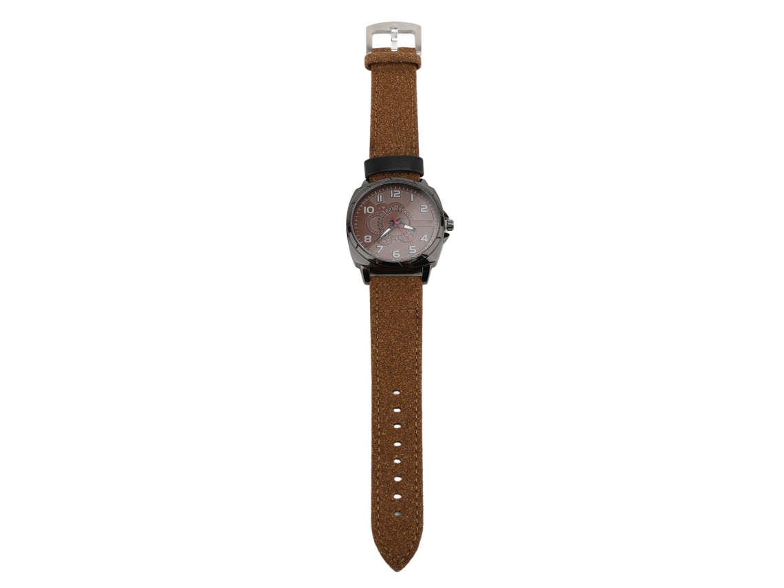 Relógio Analógico Masculino de Quartzo com Pulseira de Couro Pu Vintage Grande Face