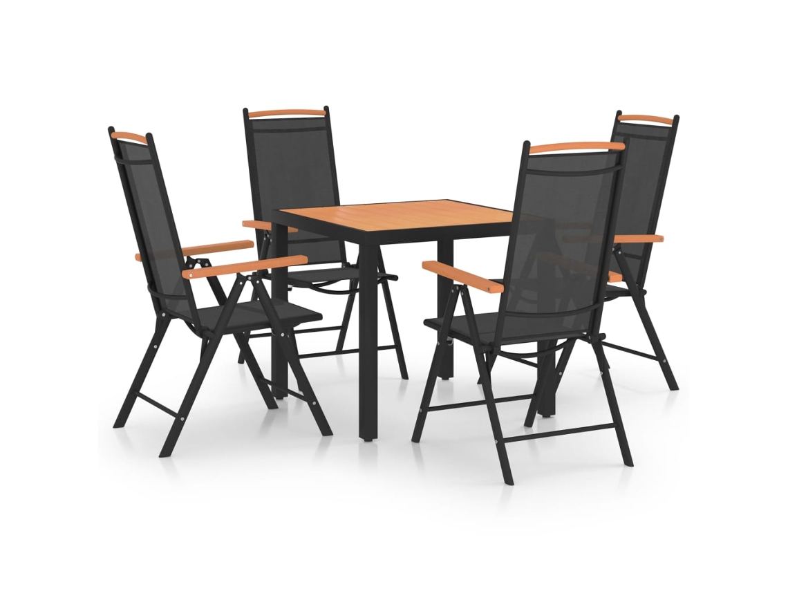 Vidaxl 5 Pcs Conjunto De Jantar Para Jardim Alumínio Preto