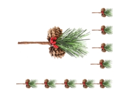 Adornos de Natal Mini Ramas e Pinhas de Pinheiro para Arranjos Florais Pequenos