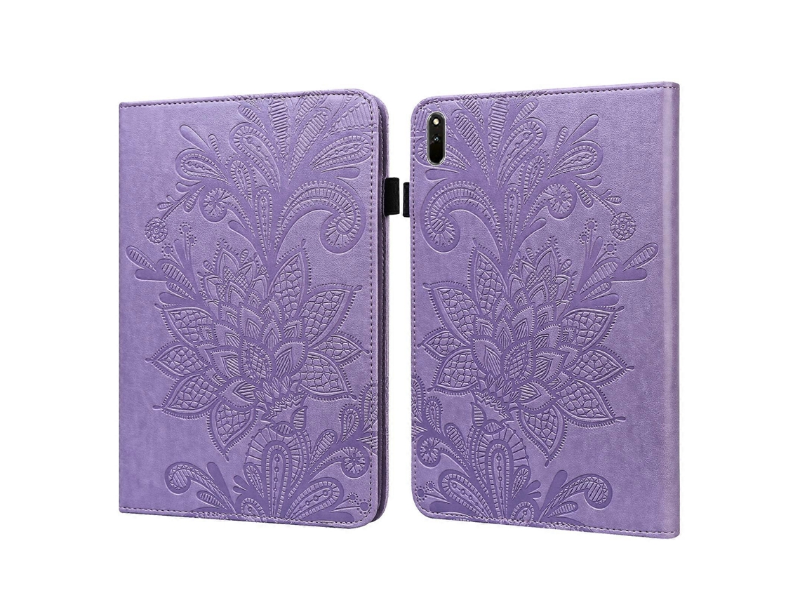 Capa De Couro Com Padrão De Renda Floral Em Relevo Para Tablet Huawei Matepad 11 2021