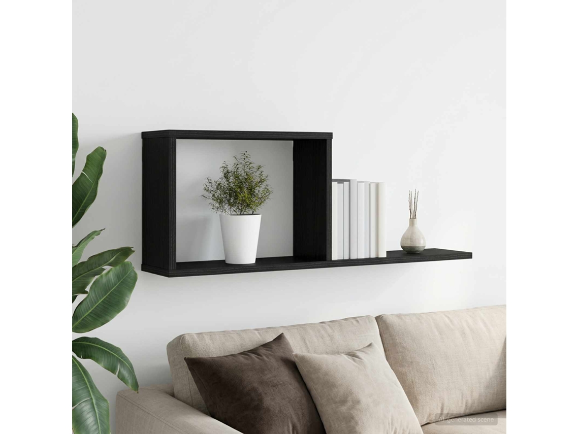 Vidaxl Prateleiras Flutuantes Carvalho Preto 80 X 15 X 30 Cm