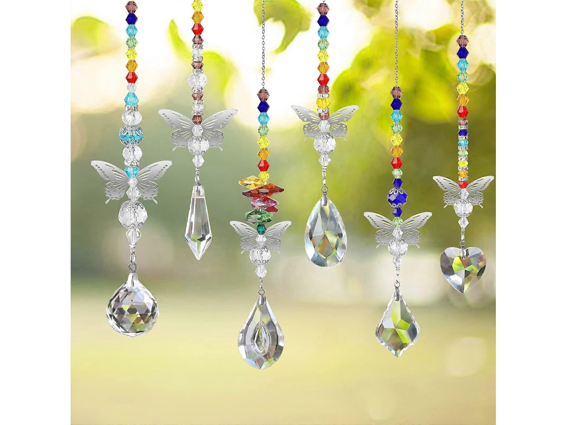 Omni kit de 6 Pingentes de Cristal Tintado, Prismas Colgantes para Ventanas Y Decoración Interior/exterior
