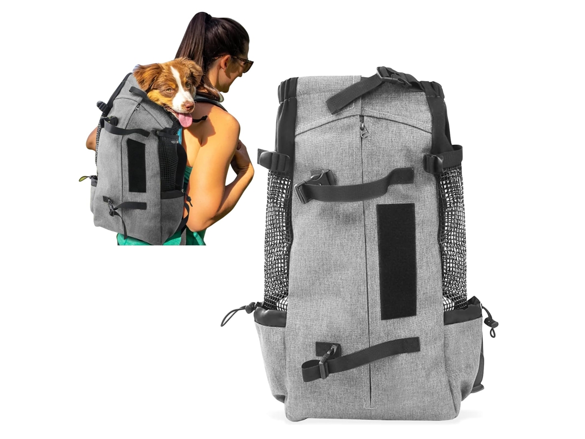 Mochila de Transporte para Cães e Gatos, Respirável, Cinza AQUAFORGE