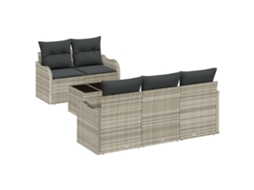 Conjunto 6 Sofá De Jardim Vidaxl Cinzento-claro Vime Pe (55 X 55 X 37 Cm)