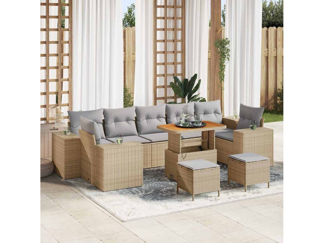 Vidaxl Conjunto De Sofá De Jardim 10 Unid. 9-número De Lugares