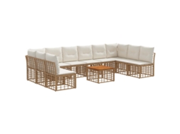 Vidaxl Conjunto de Sofás para Exterior 11 Pcs Natural e Branco Creme
