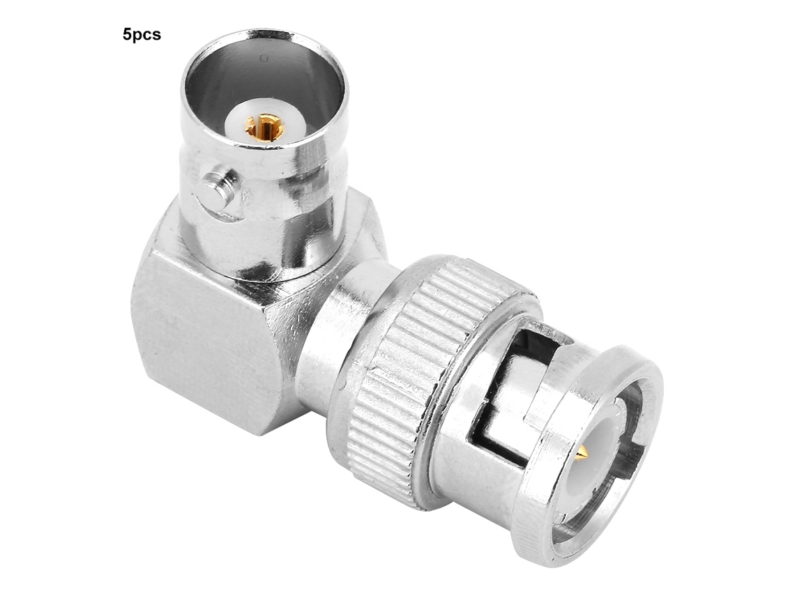 Laxiscreed Conjunto De 5 Conectores Bnc Em L De 90° Macho Para Fêmea Em Latão, Compatível Com Cabo Coaxial