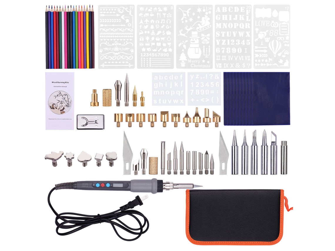 Kit De Ferramentas De Gravura Em Madeira Profissional Com Lápis De Pirrografia E Temperatura Ajustável 200-450℃ Com Display Led
