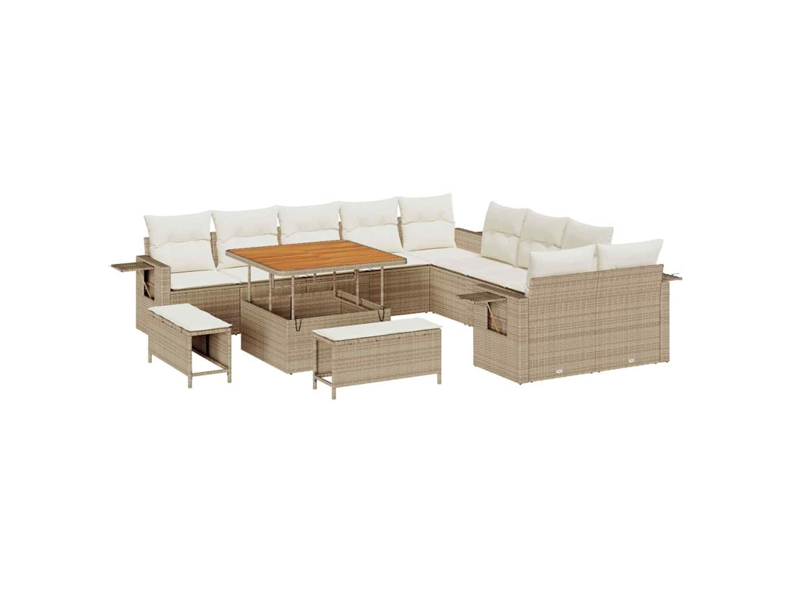 Conjunto 13 Conjunto De Sofá De Jardim Vidaxl Bege Vime Pe (100 X 100 X 71 Cm)