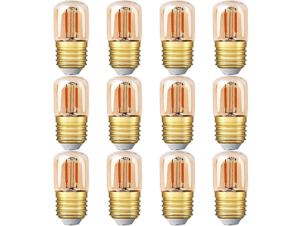 Rebe 12 Pack Bombilla Led Tubular Mini 1w Base E27 Filamento Edison 2200k Blanco Cálido Super Vaso Ámbar 220v Clase A++