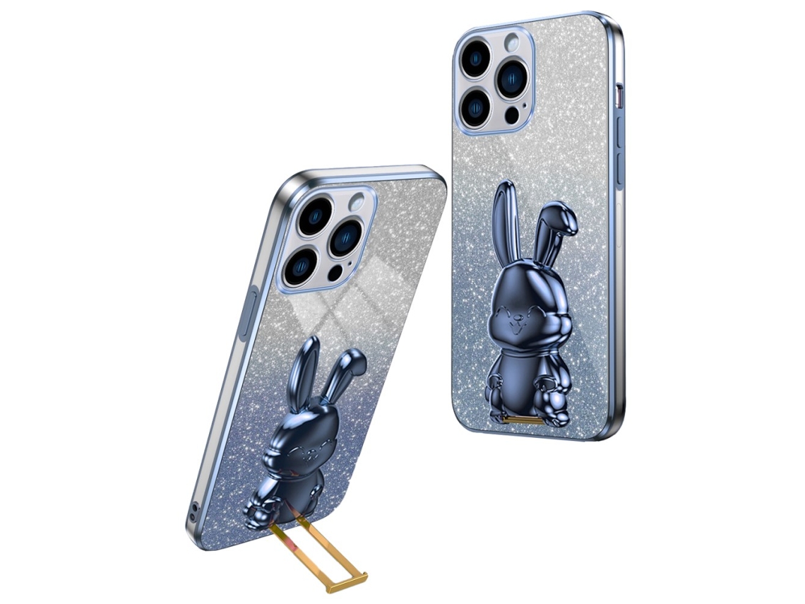 Suporte Casa Galvanizado Para Iphone 13 Pro Max Pele Sintética Azul