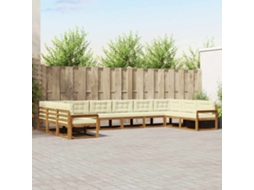 Vidaxl Conjunto De Sofás Para Exterior 10 Unid. Natural E Creme