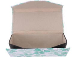 Porta-óculos portátil verde em PU, porta-óculos compacto para festas.
