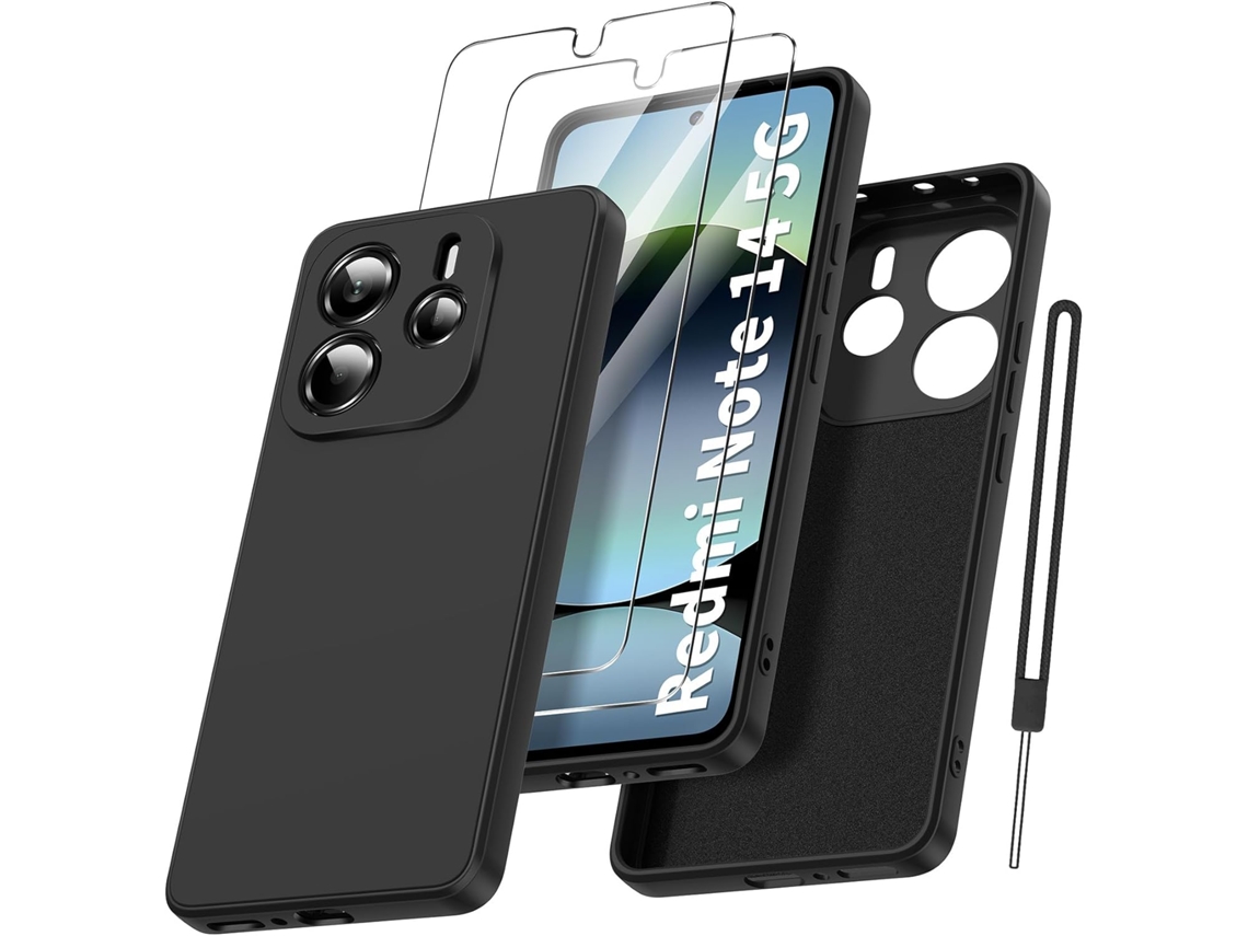 Capa Vidros Temperados Proteção Para Xiaomi Redmi Note 14 5g Hongwe. Silicone Textura Macia Anti-choque
