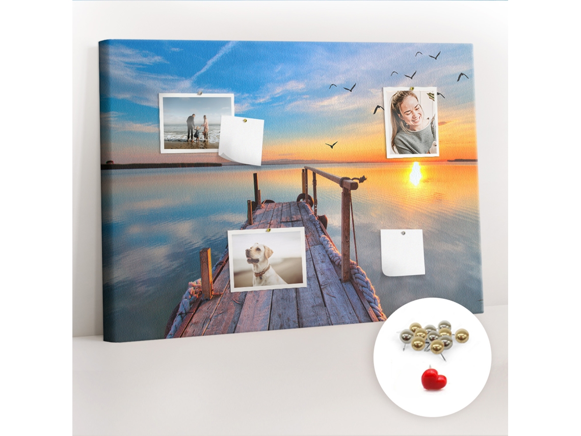 Painel De Cortiça Para Parede Lago E Ponte Para O Escritório Espelharte (70x100 Cm)
