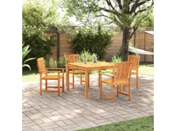 Vidaxl Conjunto De Jantar Para Jardim 5 Unid. Castanho