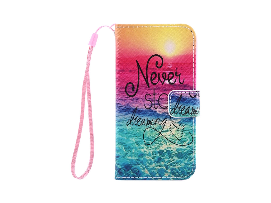 Capa de pulseira de couro PU com flip, aderência magnética, suporte e slot para cartão EOOCOO