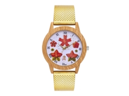 Reloj De Cuarzo Con Correa De Malla Zhoulianfa Estilo Flor Estrella Escala Romana Oro
