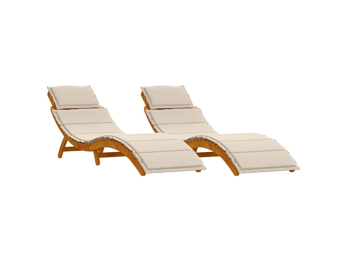 Maison Exclusive - Espreguiçadeira 2 Unid. Madeira Sólida De Acácia Branco Creme