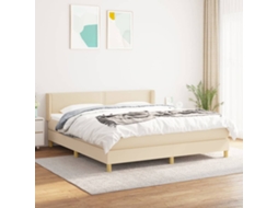 Vidaxl Cama Com Molas/colchão 180x200 Cm Tecido Cor Creme