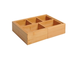 Caixa organizadora de gaveta em bambu natural 24,6x17,6x7cm