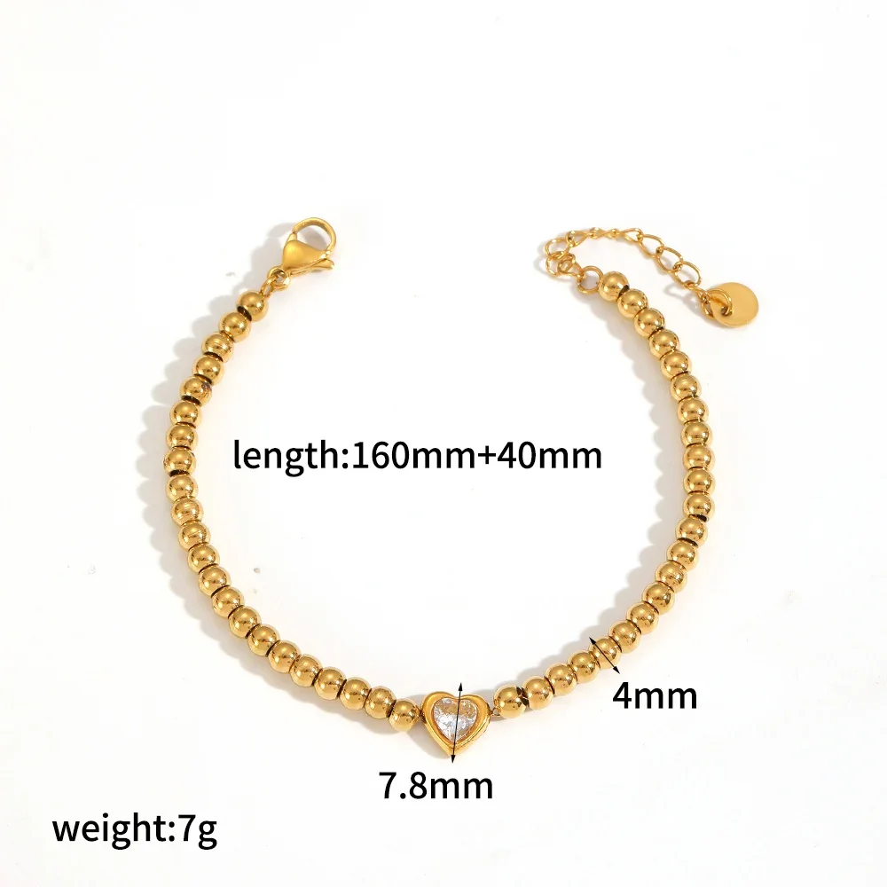 Pulseira Vazada Em Formato De Coração Com Zircônias, Banhada A Ouro E À Prova D'água, Ideal Para Presente.