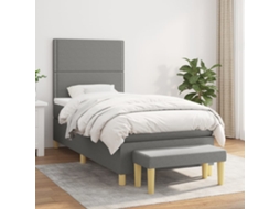 Cama Com Molas/colchão 90x200 Cm Tecido Cinzento-escuro