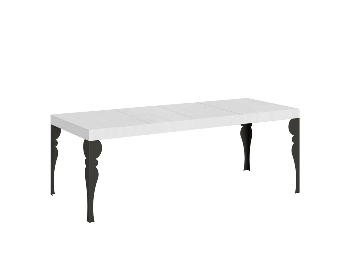 Mesa Extensível Paxon Premium 200/460x90 Cm, Pernas Em Madeira De Freixo Branco E Antracite Itamoby
