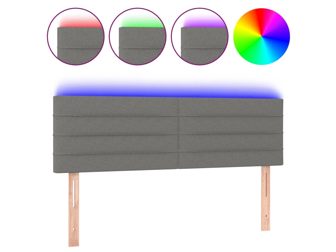 Led Headboard, Led Headboards Vidaxl Cinzeto Tecido (144 X 5 X 78/88 Cm)