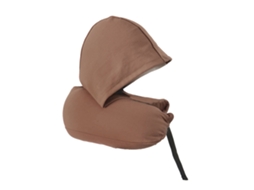 Almofada de Viagem BRILVIBERA com Capuz, Ajustável, Café