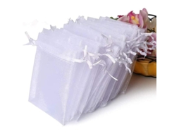 Sacolas de Organza Nova Line 100 Branco para Presentes de Casamento com Cordão