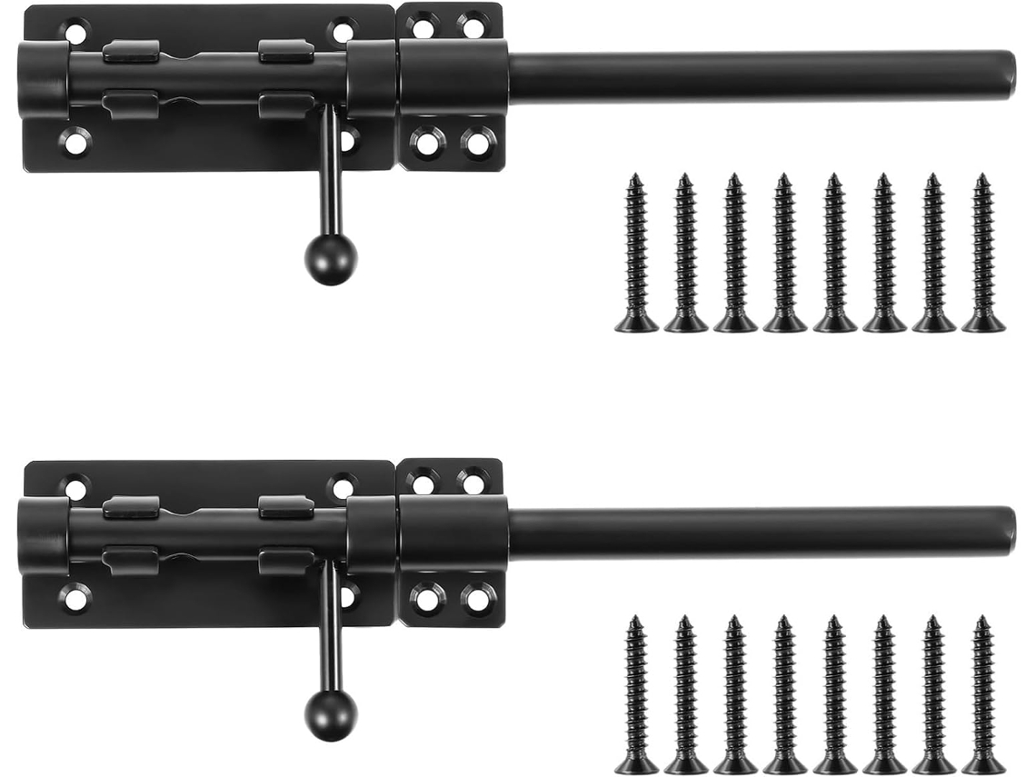 Conjunto De 2 Ferrolhos Deslizantes Em Aço Inoxidável 304com Furo Para Cadeado, Travas De Porta Reforçadas 25cm Para