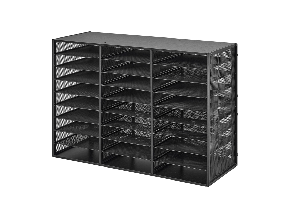 Prateleira de Armazenamento Documentos com 27 Compartimentos, Organizador Arquivos Metal 80 X 31 54,5 Cm, Classificador Literatura Prateleiras