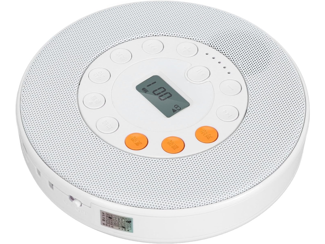 Leitor Cd Portátil Com Bluetooth, Alto-falante Integrado, Bateria De 2000 Mah, Função Anti-pulos, Gravação Usb