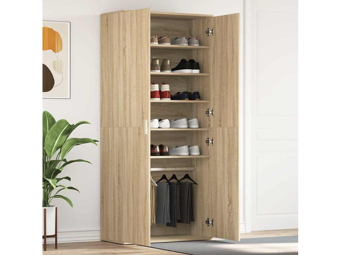 Vidaxl Armário De Sapatos Com Porta Carvalho Sonoma 80 X 39 X 178 Cm