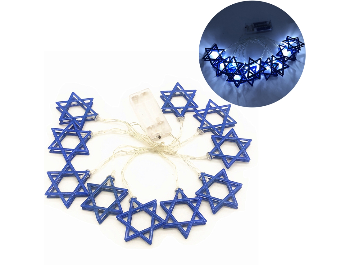 Laxiscreed Menorá Led De Hanukkah Com 10 Luzes De 1,65m, Alimentada Por Pilhas