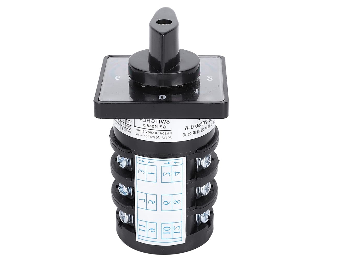 Ac 20a Rotary Switch 1 Piece 500v 6 Position 12 Terminals Control Selector Solid Structure High Insulation For Circuit Control