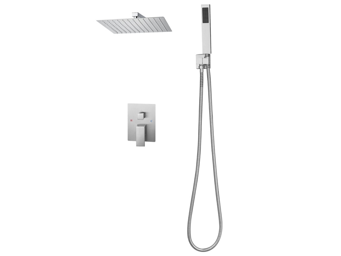 Conjunto De Chuveiro Com Cabeça Quadrada Tipo Chuva Succebuy Em Níquel Escovado
